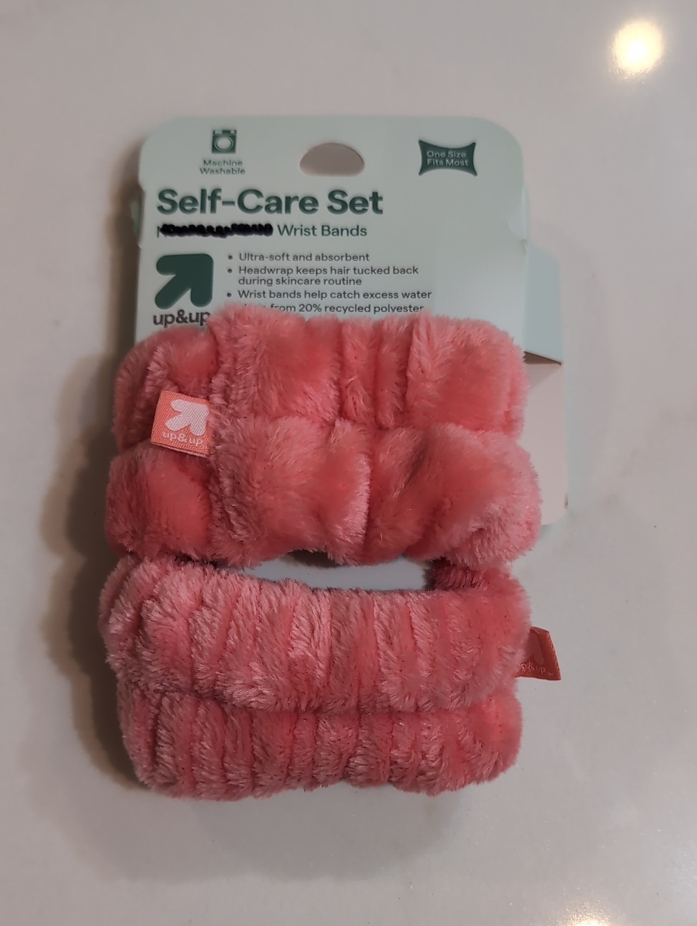 Pink Plush Self-Care Wrist Bands - 2 Pack